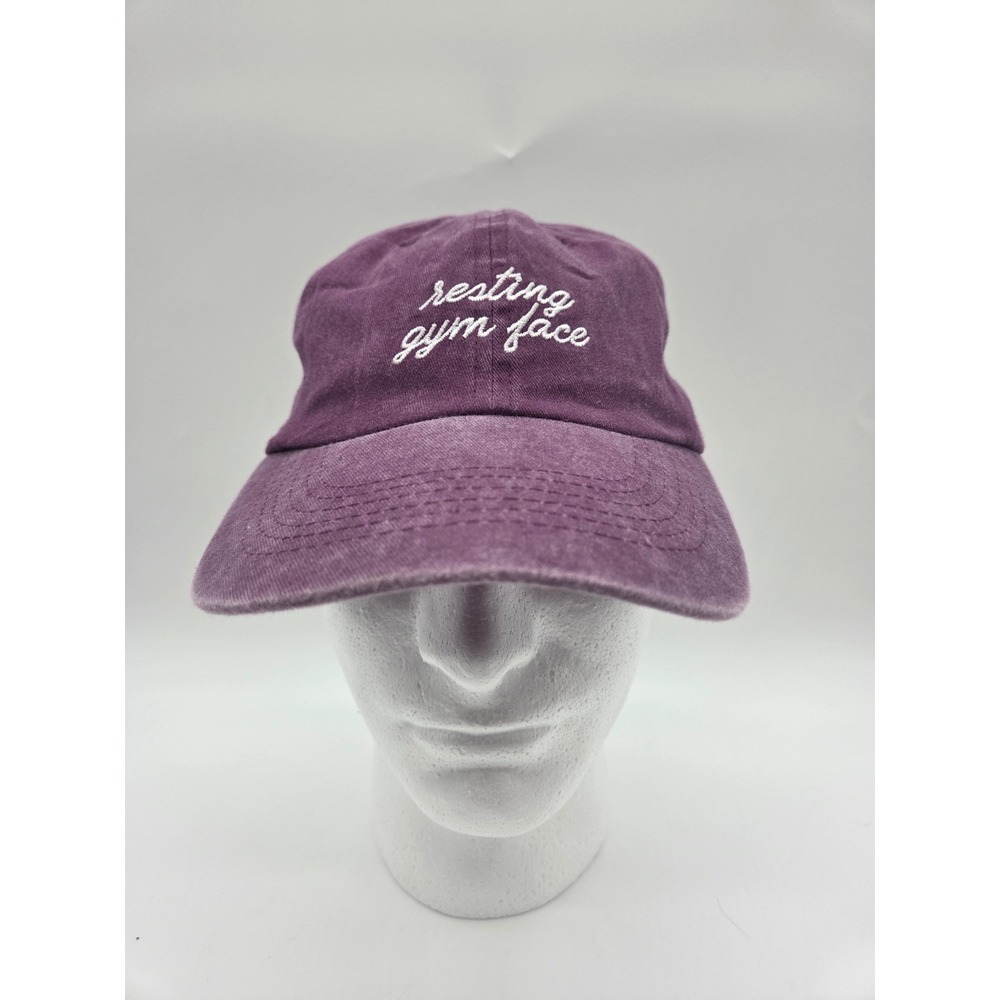 Unbranded Baseball Cap OS Purple Womens Resting Gym Face Embroidered Dad Hat